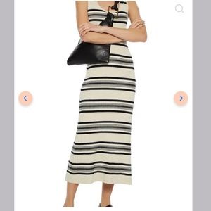 Theory Women’s Rib Knit Midi Dress Cream Size L